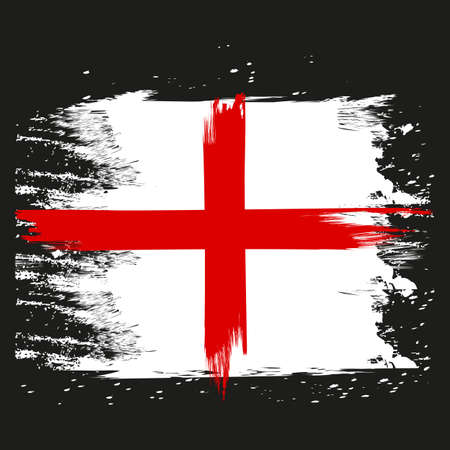 Flag of England. Painted brush colored inks. Symbol Independence Day National Patriotic Travel Country Backgroundのイラスト素材