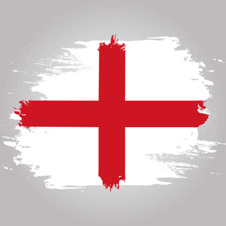 Flag of England. Painted brush colored inks. Symbol Independence Day National Patriotic Travel Country Backgroundのイラスト素材