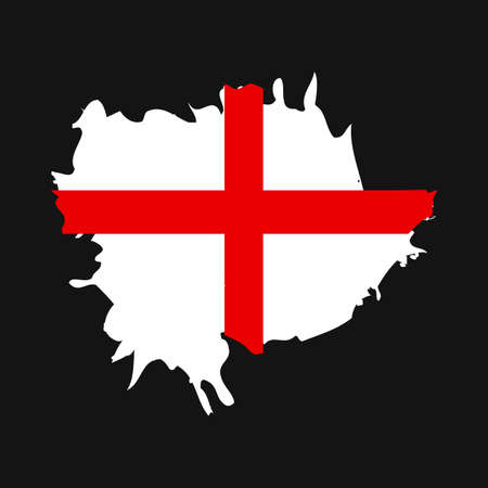 Flag of England. Painted brush colored inks. Symbol Independence Day National Patriotic Travel Country Backgroundのイラスト素材