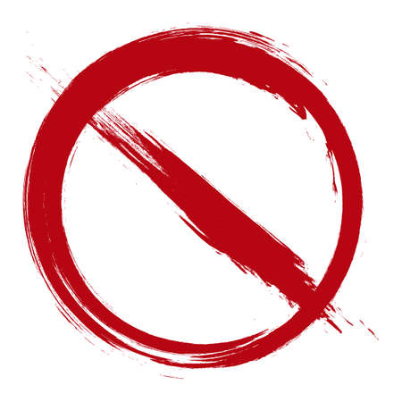 Brush painted sign no, hand drawn style illustration with a grunge effect sign no isolated on white background, vectorのイラスト素材