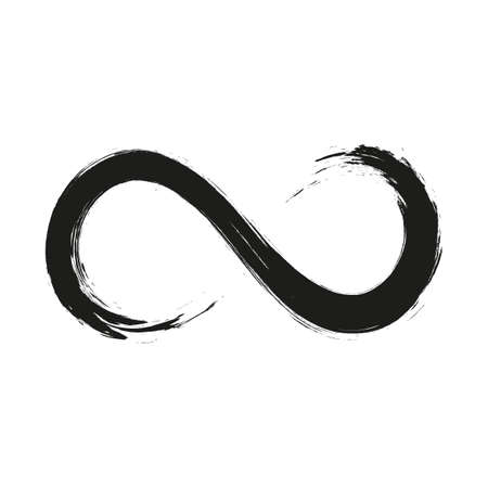 Grunge infinity symbol. Hand painted with black paint. Grunge brush stroke. Modern eternity icon. Graphic design element. Infinite possibilities, endless process. Vectorのイラスト素材