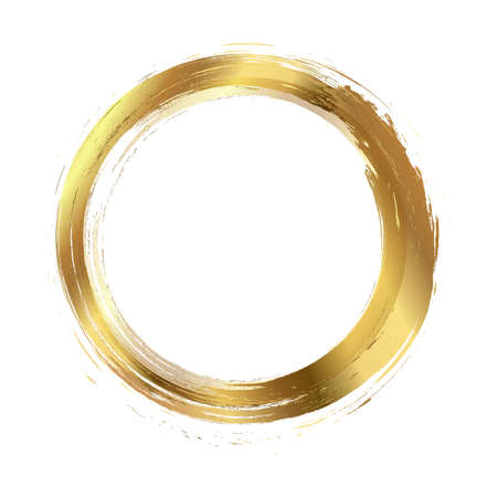 vector brush strokes circles of paint on white background. Ink hand drawn paint brush circle. Logo, label design element vector illustration.のイラスト素材