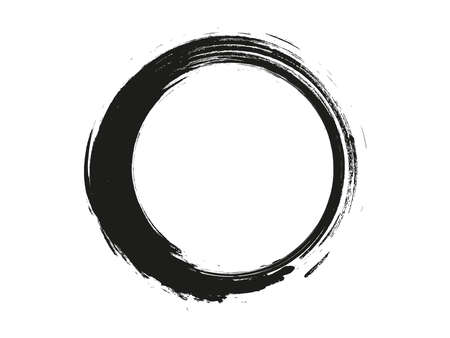 vector brush strokes circles of paint on white background. Ink hand drawn paint brush circle. Logo, label design element vector illustration.のイラスト素材