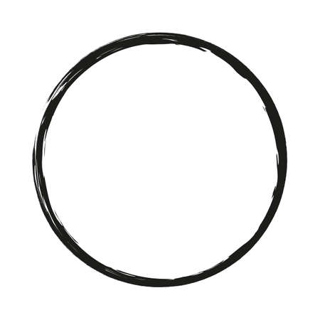 vector brush strokes circles of paint on white background. Ink hand drawn paint brush circle. Logo, label design element vector illustration.のイラスト素材