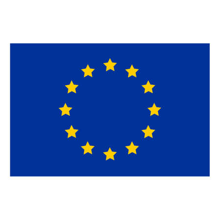 Flag of Europe flag of European Union . Brush painted Flag of Europe Hand drawn style illustration with a grunge effect and watercolor. Flag of Europe with grunge texture.のイラスト素材