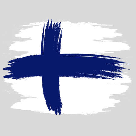 Finland vector grunge flag isolated on white background.のイラスト素材