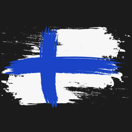 Finland vector grunge flag isolated on white background.のイラスト素材