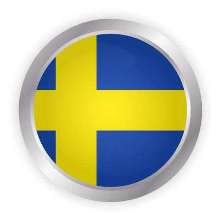Flag of Sweden. Brush painted Flag of Sweden. Hand drawn style illustration with a grunge effect and watercolor. Flag of Sweden with grunge texture.のイラスト素材