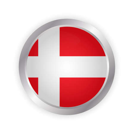 Denmark flag. Brush painted Denmark flag. Hand drawn style illustration with a grunge effect and watercolor. Denmark flag with grunge texture. Vector illustration.のイラスト素材