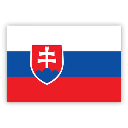 Slovakia flag. Brush painted Slovakia flag. Hand drawn style illustration with a grunge effect and watercolor. Slovakia flag with grunge texture.のイラスト素材