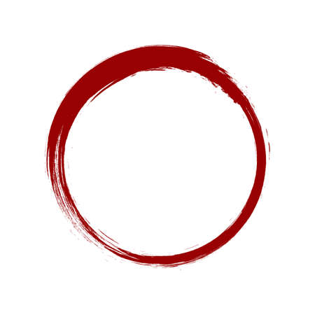 vector brush strokes circles of paint on white background. Ink hand drawn paint brush circle. Logo, label design element vector illustration. Black abstract grunge circle.のイラスト素材