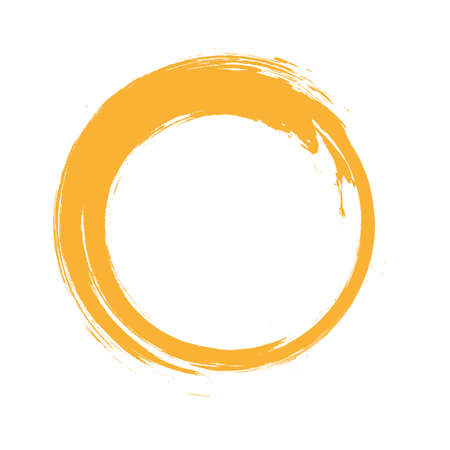 vector brush strokes circles of paint on white background. Ink hand drawn paint brush circle. Logo, label design element vector illustration. Black abstract grunge circle.のイラスト素材