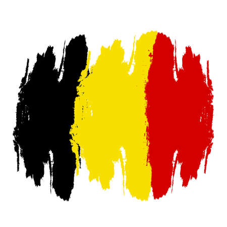Belgium Flag. Brush painted Belgium flag. Hand drawn style illustration with a grunge effect and watercolor. Belgium flag with grunge texture. Vectorのイラスト素材
