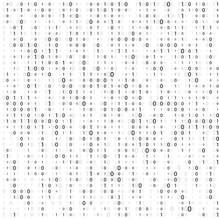 Background With Digits On Screen. binary code zero one matrix white background. banner, pattern, wallpaper. Abstract Matrix Background. Binary Computer Code. Coding. Hacker concept. Vector Backgroundのイラスト素材