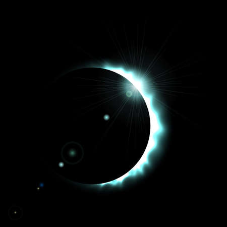 Total eclipse of the sun, eclipse background, vector illustrationのイラスト素材