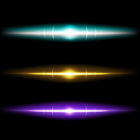 Lens bright effects realistic colored set isolated vectorのイラスト素材