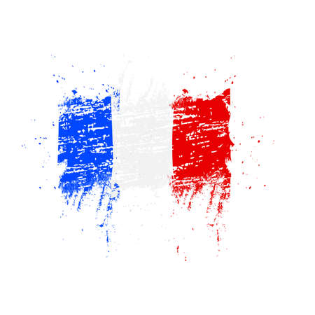 Grunge flag France, brush stroke background grunge texture.のイラスト素材