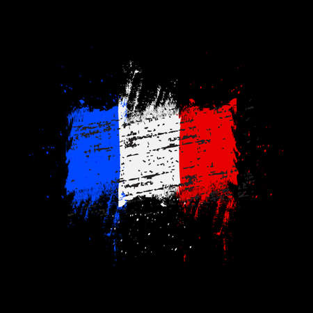 Grunge flag France, brush stroke background grunge texture.のイラスト素材