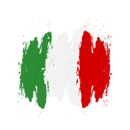Grunge Italy Flag, brush stroke background grunge texture.Vector.のイラスト素材
