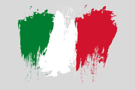 Mexico flag. Brush painted Mexico flag Hand drawn style illustration with a grunge effect and watercolor. Mexico flag with grunge texture. Vectorのイラスト素材