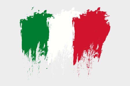 Mexico flag. Brush painted Mexico flag Hand drawn style illustration with a grunge effect and watercolor. Mexico flag with grunge texture. Vectorのイラスト素材