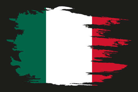 Mexico flag. Brush painted Mexico flag Hand drawn style illustration with a grunge effect and watercolor. Mexico flag with grunge texture. Vectorのイラスト素材