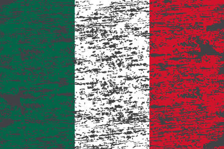 Mexico flag. Brush painted Mexico flag Hand drawn style illustration with a grunge effect and watercolor. Mexico flag with grunge texture. Vectorのイラスト素材