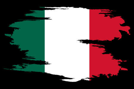 Mexico flag. Brush painted Mexico flag Hand drawn style illustration with a grunge effect and watercolor. Mexico flag with grunge texture. Vectorのイラスト素材