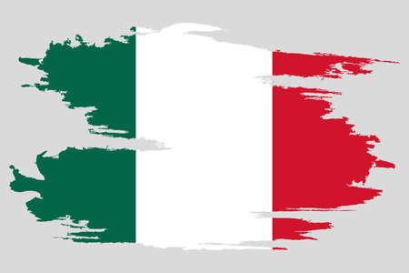 Mexico flag. Brush painted Mexico flag Hand drawn style illustration with a grunge effect and watercolor. Mexico flag with grunge texture. Vectorのイラスト素材