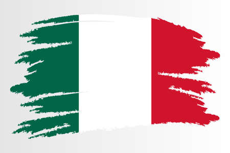 Mexico flag. Brush painted Mexico flag Hand drawn style illustration with a grunge effect and watercolor. Mexico flag with grunge texture. Vectorのイラスト素材