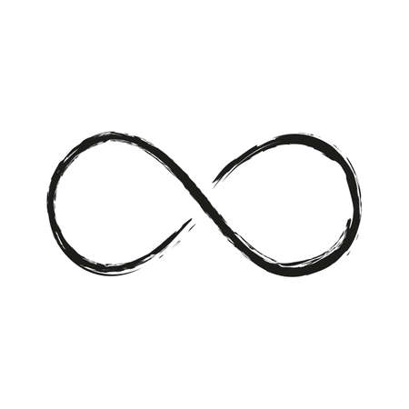 Grunge infinity symbol. Hand painted with black paint. Grunge brush stroke. Modern eternity icon. Graphic design element. Infinite possibilities, endless process.のイラスト素材