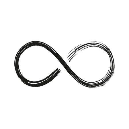 Grunge infinity symbol. Hand painted with black paint. Grunge brush stroke. Modern eternity icon. Graphic design element. Infinite possibilities, endless process.のイラスト素材