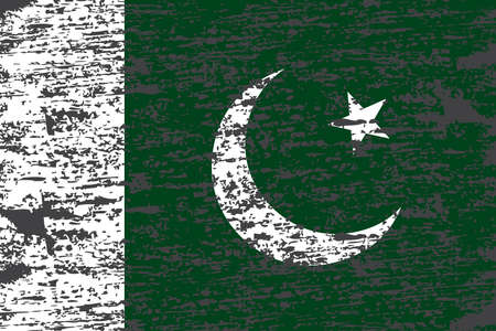 Flag of Pakistan. Brush painted Flag of Pakistan Hand drawn style illustration with a grunge effect and watercolor. Flag of Pakistan with grunge texture. Vectorのイラスト素材