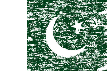 Flag of Pakistan. Brush painted Flag of Pakistan Hand drawn style illustration with a grunge effect and watercolor. Flag of Pakistan with grunge texture. Vectorのイラスト素材