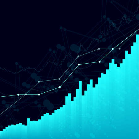 abstract financial chart with uptrend line graph in stock market on grey background vectorのイラスト素材