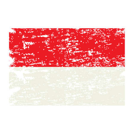 Brush painted Indonesia flag. Hand drawn style illustration with a grunge effect and watercolor. Indonesia flag with grunge texture. Vectorのイラスト素材