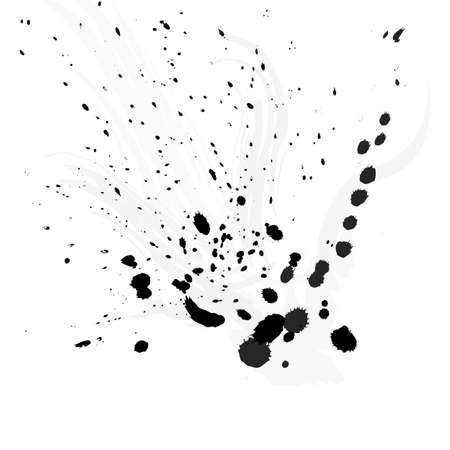 Black drops of paint and stains, ink blots and watercolor. Vector ink texture.のイラスト素材