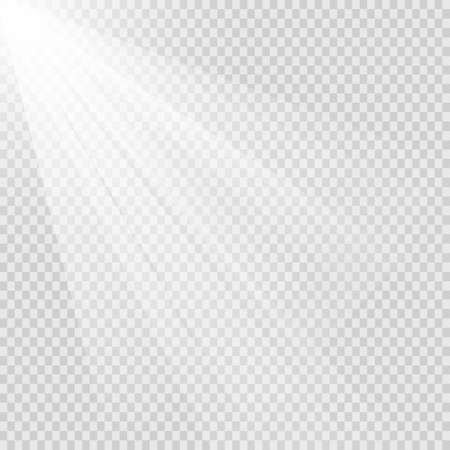 Vector magic white rays glow light effect isolated on transparent background.のイラスト素材
