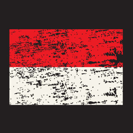 Brush painted Indonesia flag. Hand drawn style illustration with a grunge effect and watercolor. Indonesia flag with grunge texture. Vectorのイラスト素材