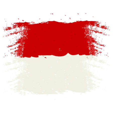 Brush painted Indonesia flag. Hand drawn style illustration with a grunge effect and watercolor. Indonesia flag with grunge texture. Vectorのイラスト素材