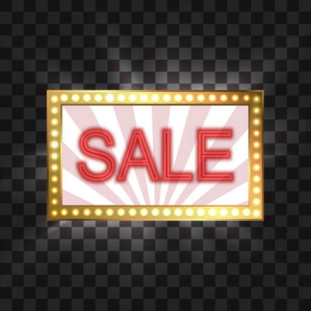 Retro light frame. Big sale. Sale and discount, business banner. Vectorのイラスト素材