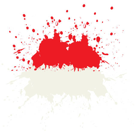 Brush painted Indonesia flag. Hand drawn style illustration with a grunge effect and watercolor. Indonesia flag with grunge texture. Vectorのイラスト素材