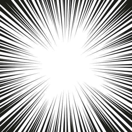Graphic Explosion with Speed Lines. Comic Book Design Element. Retro comic style background with sun rays. Vectorのイラスト素材