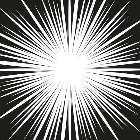 Graphic Explosion with Speed Lines. Comic Book Design Element. Retro comic style background with sun rays. Vectorのイラスト素材