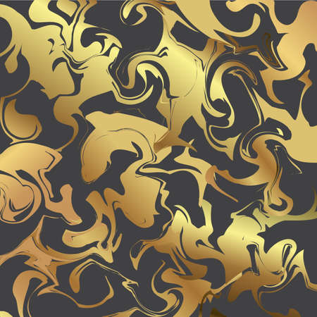 Great vector gold texture with art effect. Abstract golden ink spots, splashes, blots and smudges on...