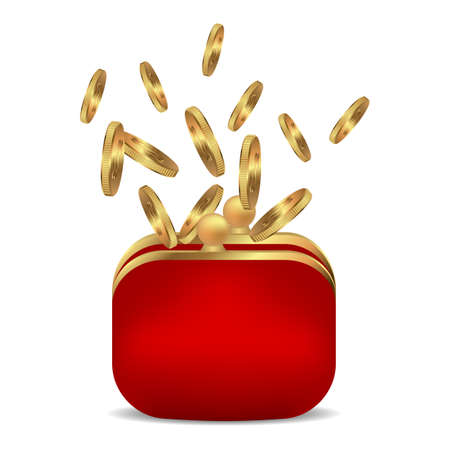 Conceptual design of falling golden coins. Golden coins. Vector illustration.のイラスト素材