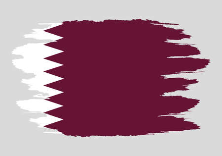 Brush painted Qatar flag Hand drawn style illustrationのイラスト素材