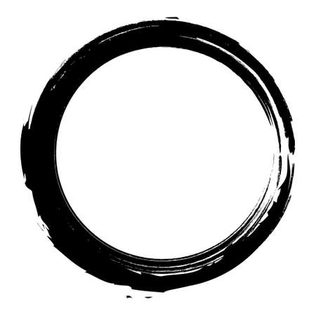 Black grungy vector abstract hand-painted circleのイラスト素材