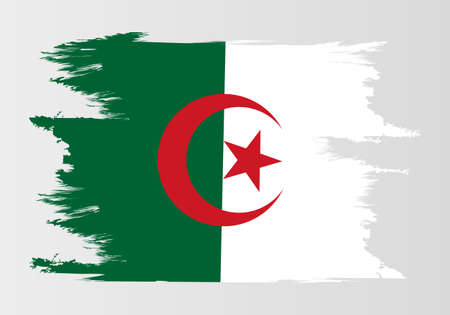 Brush painted Algeria flag Hand drawn style illustrationのイラスト素材