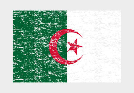 Brush painted Algeria flag Hand drawn style illustrationのイラスト素材
